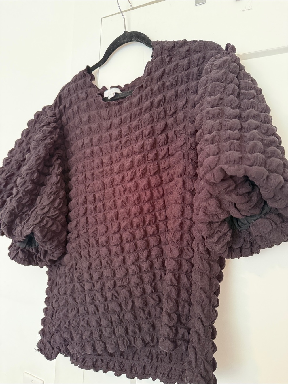 Textured Puff Sleeve Top - black worn once. Anthropologie